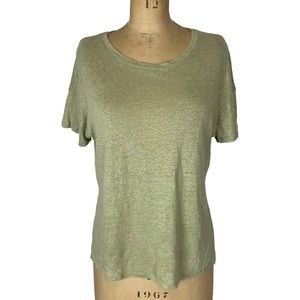 Mango Light Khaki Linen Look Relaxed Fit T-Shirt Size XS